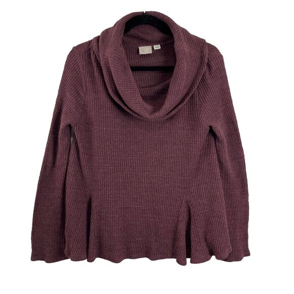 Anthropologie Postage Stamp Purple Cowl-Neck Waffle-Print Top Women’s Size S - Picture 1 of 10
